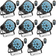 Stage Lights LED Par Light 180W RGBW 4-in-1 4/8 Channel DMX Control for Party Wedding Church 8 Pack