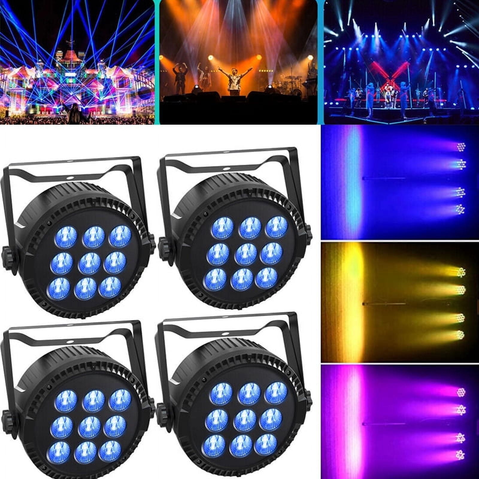 Stage Lights,RGBW 4in1 9 LED DJ Par Light,Remote & DMX Controlled (4/8CH) Uplights for Wedding Birthday Christmas Holiday Dance Stage Lighting-4Pack