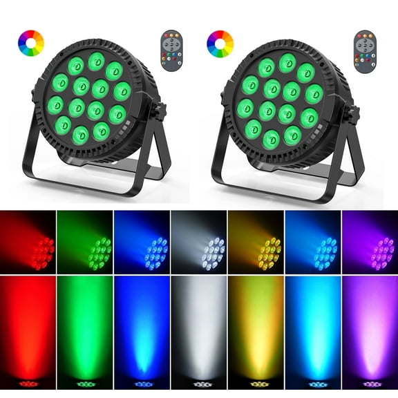 Stage Lights RGBW LED Par Lights, Uplights DJ Lighting for Christmas Events Music Show Disco Wedding, DMX Control Sound Activated Party Lights,2 Pack
