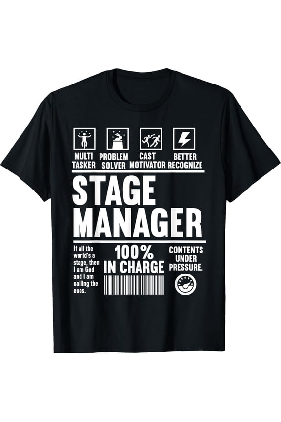 Stage Manager Stage Crew Theatre Tech Theater T-ShirtMen's and women's gift, black and white T-shirt, size: Extra large S-4XL