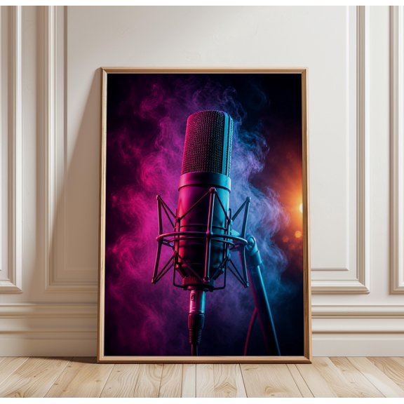 Stage Microphone Poster, Concert Music Wall Art, Live Performance Photography Print, Singer Studio Decor, Concert Aesthetic , Poster Print Only