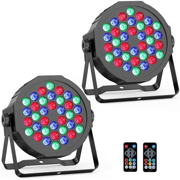 Stage Par Lights 2Pack: 36LEDs RGB DJ Light - Remote & DMX Control - Sound Activated Corded Electric Uplights for Events Wedding Church Party Club Live Show Lighting