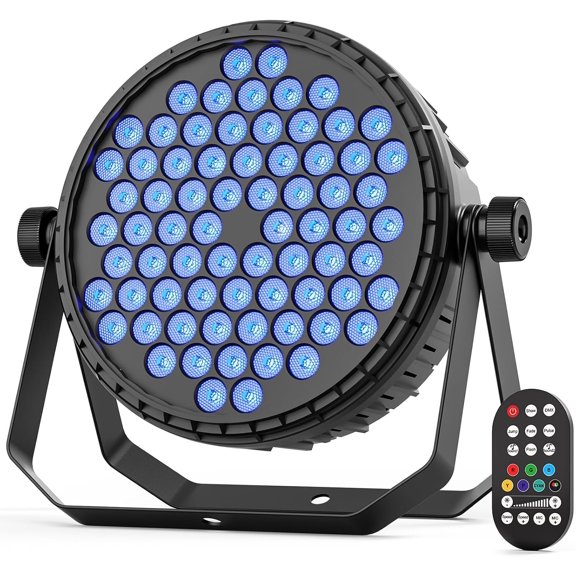 Stage Par Lights, 72 LEDs RGB Par Can Uplights with Dynamic Vortex Stage Effects, Remote LED Uplight Controlled by DMX512 Sound Activated for Parties, Wedding, DJ, Events, Church, Indoor