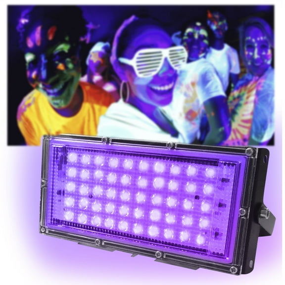 Hilingoto Clearance! Stage Party Atmosphere Creating Purple Light Floodlight European Standard 50W Led Uv Floodlight Waterproof Outdoor Black Light Lamp for Party Stage Garden, Party Headband