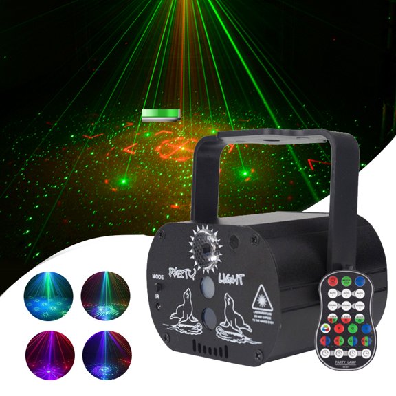 Stage Party Lights, LED Light RGB Flash Strobe Projector with Remote Control for Christmas Halloween Decorations Pub KTV Bar Dance Gift