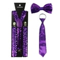 thumbnail image 1 of Stage Performance Adjustable Elasticated Back Suspenders Plus Solid Colour Tie Bowtie Three Piece Set Cat Ties Fabric Hair Ties Extra Long Mens Ties Bungee Ties Christmas Bow Ties for Men Dog Ties, 1 of 2