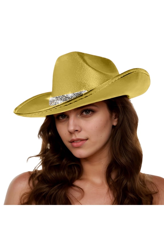 Cowboy Hat Stage Performance Props Rave Party Casual Style Glossy Cowboy Hat