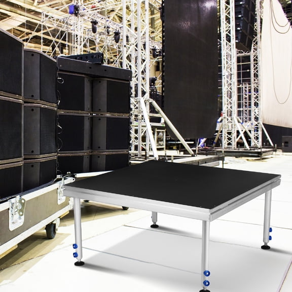 Toyandona Modular Portable Stage Platform in Black with Folding Construction and Safety Surface