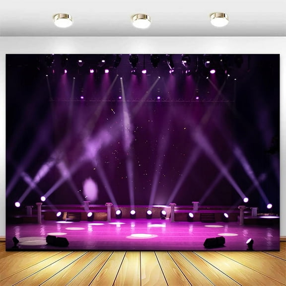 Stage Purple Spotlight Backdrop Fabric Concert Live Show Drama Music Dance Disco Party Decorations Banner Birthday Prom Festival Events Photography Background