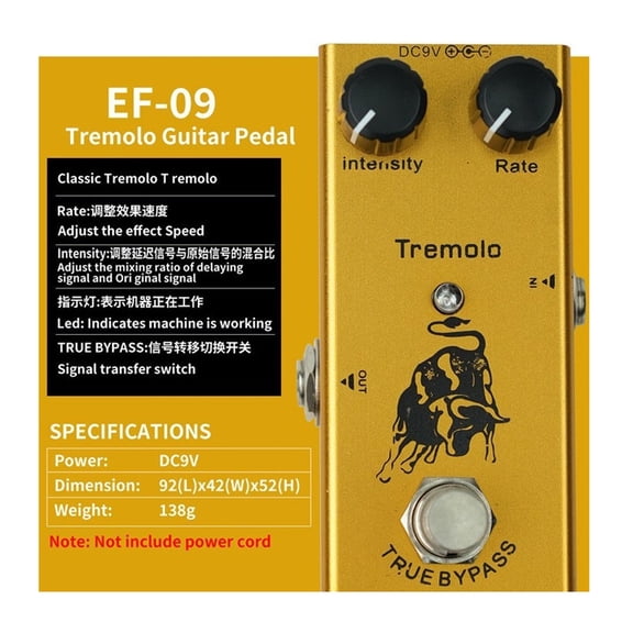 Stage-Ready 9V Guitar Processor 10 Effects in Compact Design, Ideal for Live Concerts & Studio Recordings