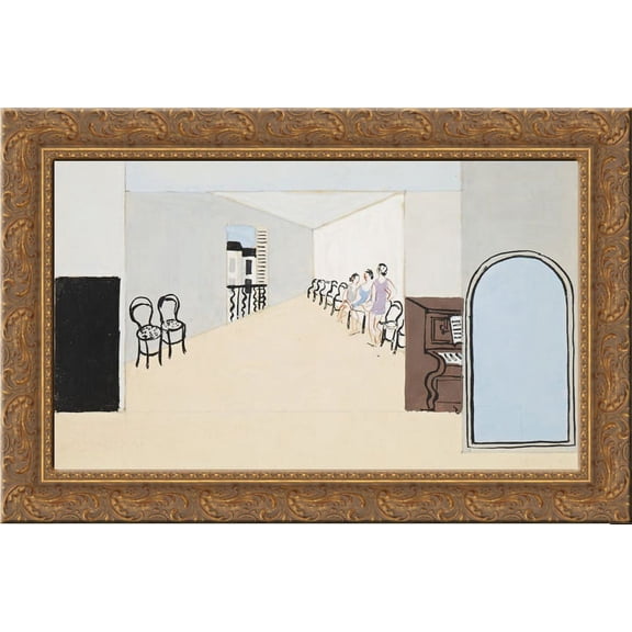 Stage design for Diaghilev's ballet, Romeo and Juliet 24x16 Gold Ornate Wood Framed Canvas Art by Christopher Wood