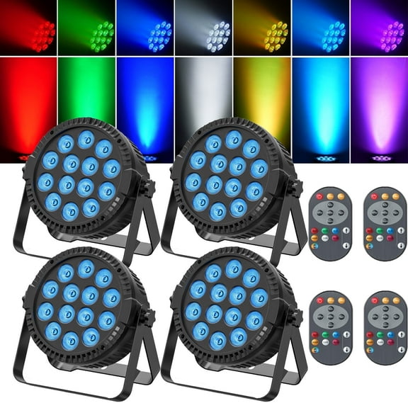 StageGlow Indoor/Outdoor Wall or Ground Mounted LED RGBW Sound Activated Stage Lights (4 Count)