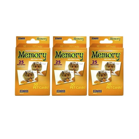 Stages Learning Materials Pets Photographic Memory Matching Game, Set of 3 Packs