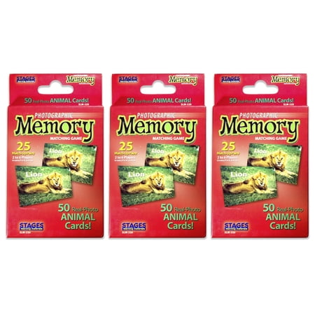 Stages Learning Materials Photographic Memory Matching Game, Animals, Pack of 3