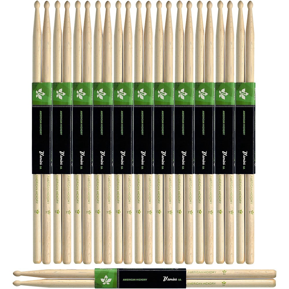 Stagg 12-Pair American Hickory Drum Sticks Wood Tip 5A