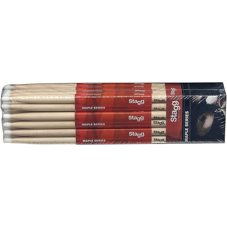 Stagg 12 Pair Maple Drumsticks Nylon Tip 7A