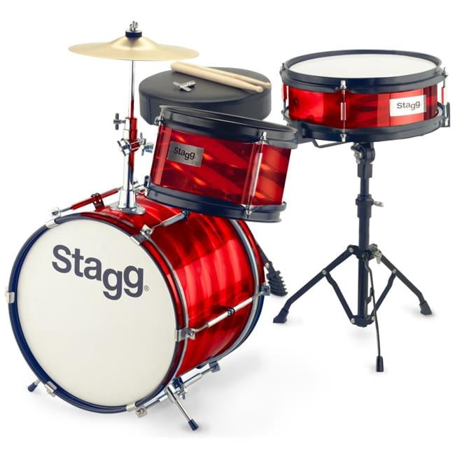 Stagg 24129 12 in. Junior Drum Set with Hardware - Red - 3 Piece