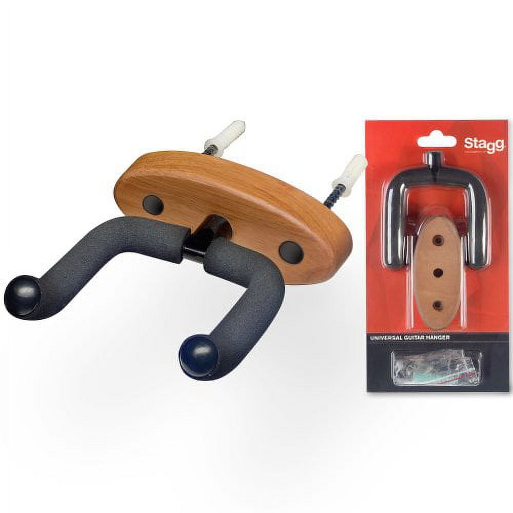 Stagg GUH WN Universal Guitar Wall Hanger with Wood Base Black