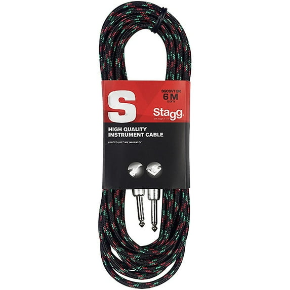 Stagg Instrument Cable Vintage Tweed Style S-Series 20 ft. Black