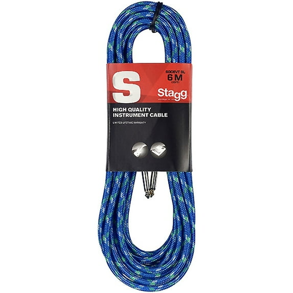 Stagg Instrument Cable Vintage Tweed Style S-Series 20 ft. Blue