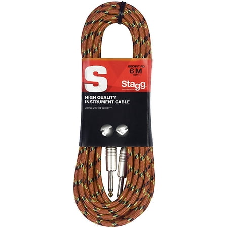 Stagg Instrument Cable Vintage Tweed Style S-Series 20 ft. Orange