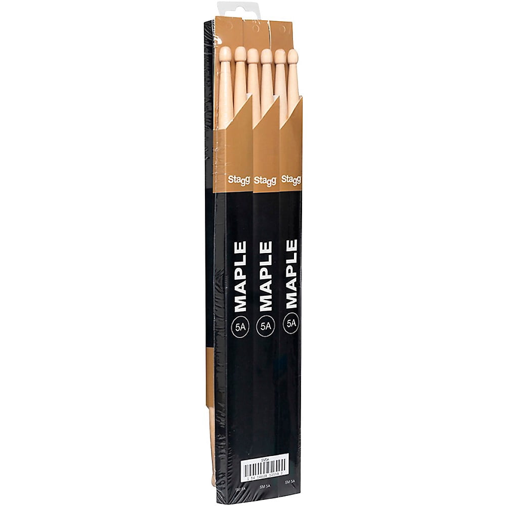 Stagg Maple Drum Sticks Wood Tip 12-Pair 5A
