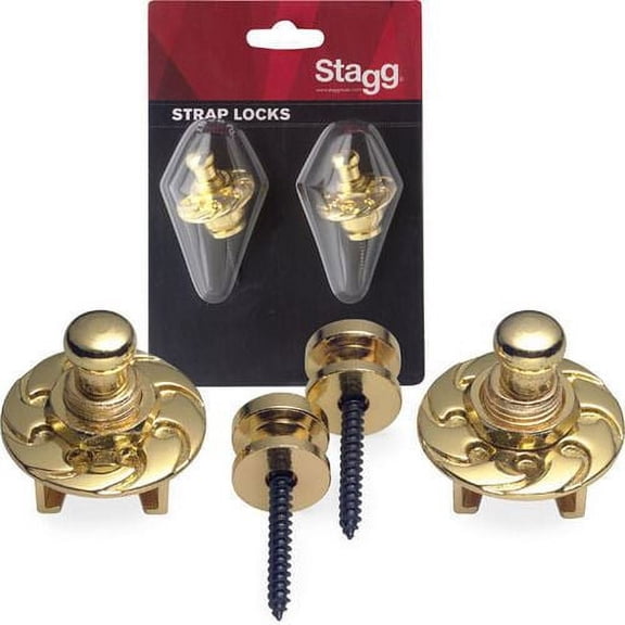 Stagg Model SSL1 GD Gold Strap Locks for Guitar, Bass, Mandolin , Banjo , Etc.