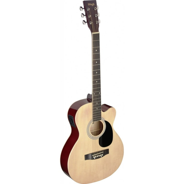 Stagg SA20ACE NAT Auditorium Cutaway Acoustic Electric Guitar Natural Walmart