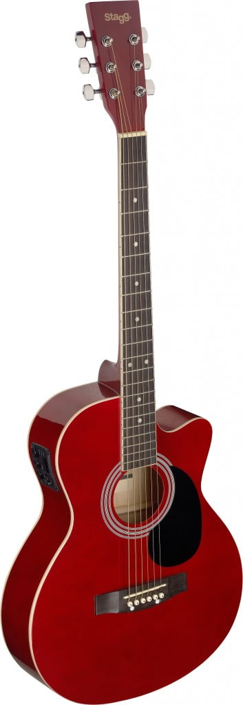 Stagg SA20ACE RED Auditorium Cutaway Acoustic-Electric Guitar - Red