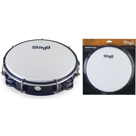 Stagg TAB-208P/BK Black 8-Inch Tunable Plastic Tambourine with 2 Rows of Jingles