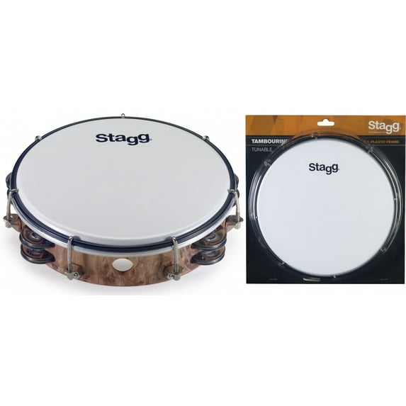 Stagg TAB-208P/WD 8-Inch Tunable Plastic Tambourine with 2 Rows of Jingles
