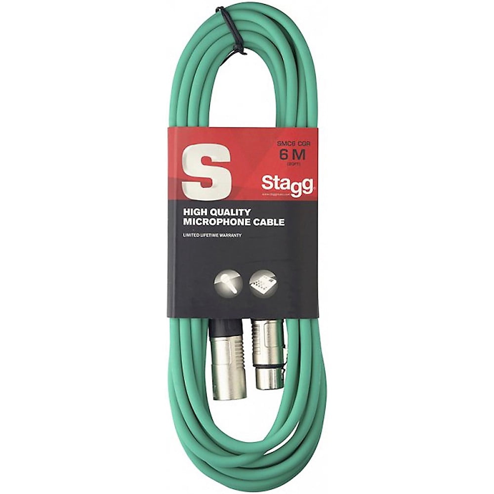 Stagg XLR Microphone Cable 20' - Assorted Colors Green