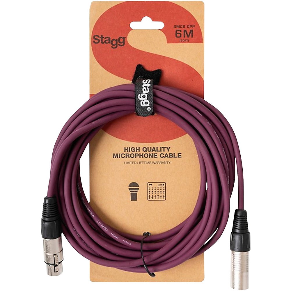 Stagg XLR Microphone Cable 20' - Assorted Colors Purple