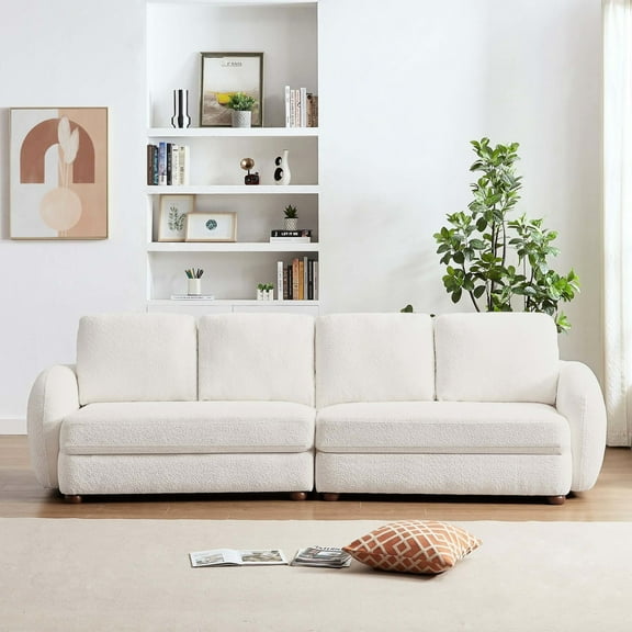 Stain 114.5'' In Cream Boucle Fabric - 3 Seat Couch For Apartments, Kitchen Islands Solid Wood Frame, Easy Installation 114.57'' With Resistance Homes, Dining Rooms Construction, Assembly