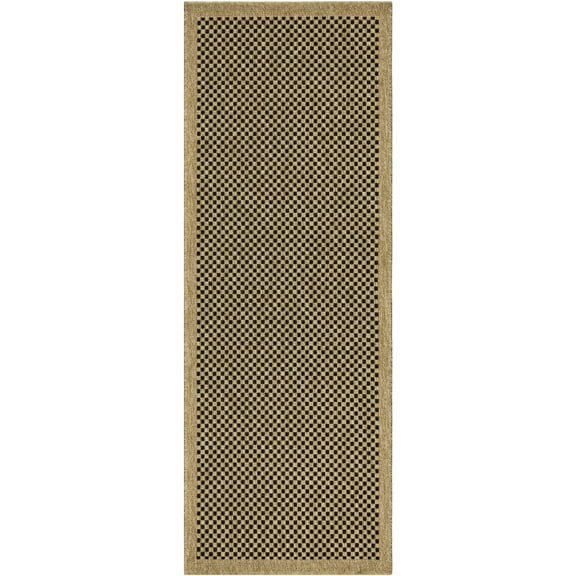 Stain Area Rug For Cottages - 2 Ft. 7 In. X 3 Jute/black, Neutral Colored Polypropylene Indoor & Outdoor Use 2.7 7.3 , Easy To Clean