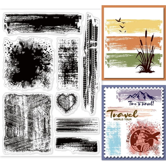 Stain Background Clear Stamps for DIY Scrapbooking Brushstrokes Graffiti Splash Silicone Stamp Seals for Cards Making Photo Album Journal Home Decoration White