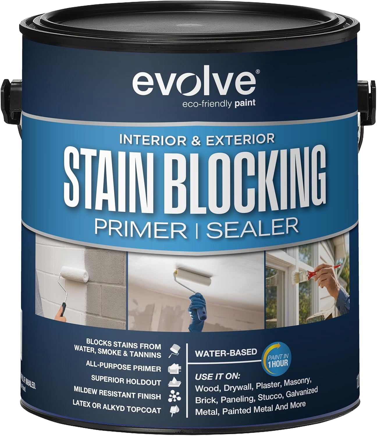 Evolve Stain Blocking Primer & Sealer, Quick-Dry & Low Odor Paint Primer, White, 1 gal