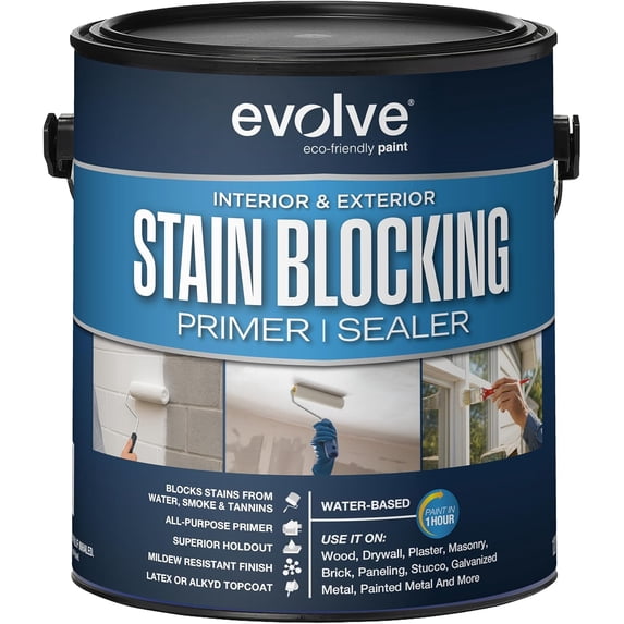 Evolve Stain Blocking Primer & Sealer, Quick-Dry & Low Odor Paint Primer, White, 1 gal