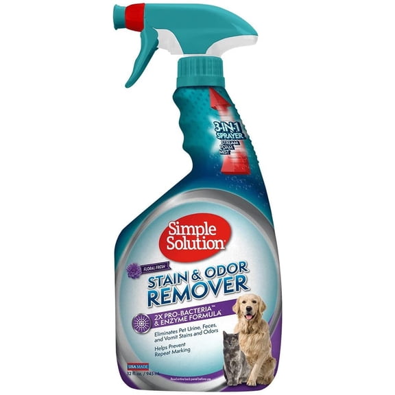 Stain & Odor Eliminator for Pets, Carpet Deodorizer, Enzyme Pet Odor Eliminator for Home, Stain Remover for Cat & Dog Pee, Urine Destroyer, Carpet Cleaner Spray, Fresh Floral,32 oz