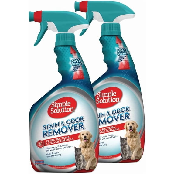 Stain and Odor Eliminator Spray, Enzyme Carpet Cleaner for Dogs and Cats, Pet Stain Remover and Urine Odor Eliminator, Multi Surface Pet Cleaning Solution, 32 oz (Pack of 2)