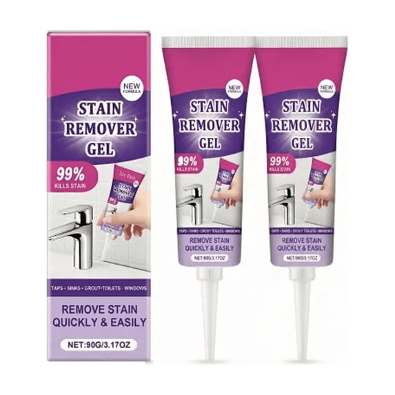 Stain Remover Gel for Household Tiles and Grout, Mold & Mildew Cleaner for Bathroom Sink, Toilet, and Kitchen Taps, Quick Effect Deep Cleaning Gel, 2 Pack