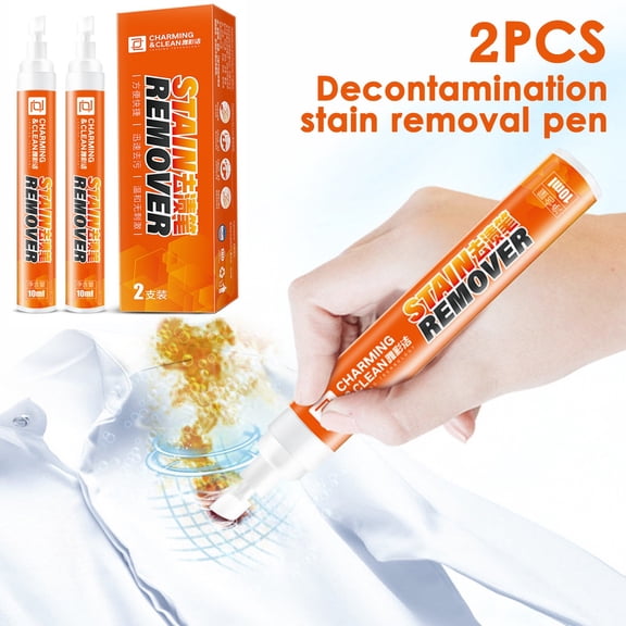 Stain Remover Pen 2-Pack, Portable Laundry Spot Cleaner for Oil, Coffee, Lipstick & More, Instant, No-Wash Formula, 10ml Each