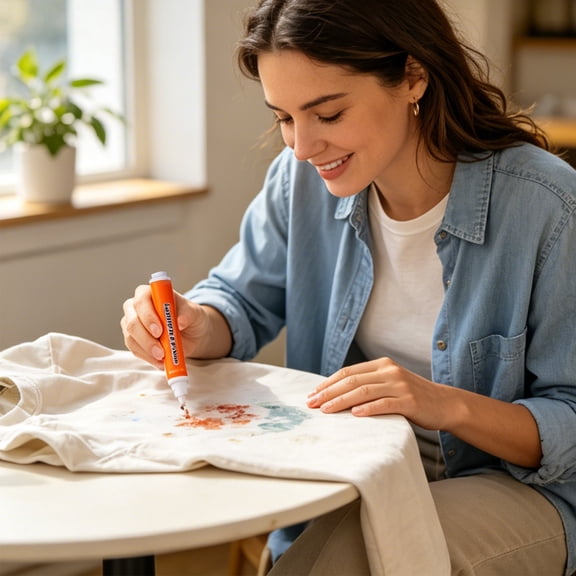 Stain Remover Pen, Portable No Rinse for Clothing Grease, Compact for White Fabric On the Go Travel Barbecue, 0.34 fl oz, Orange