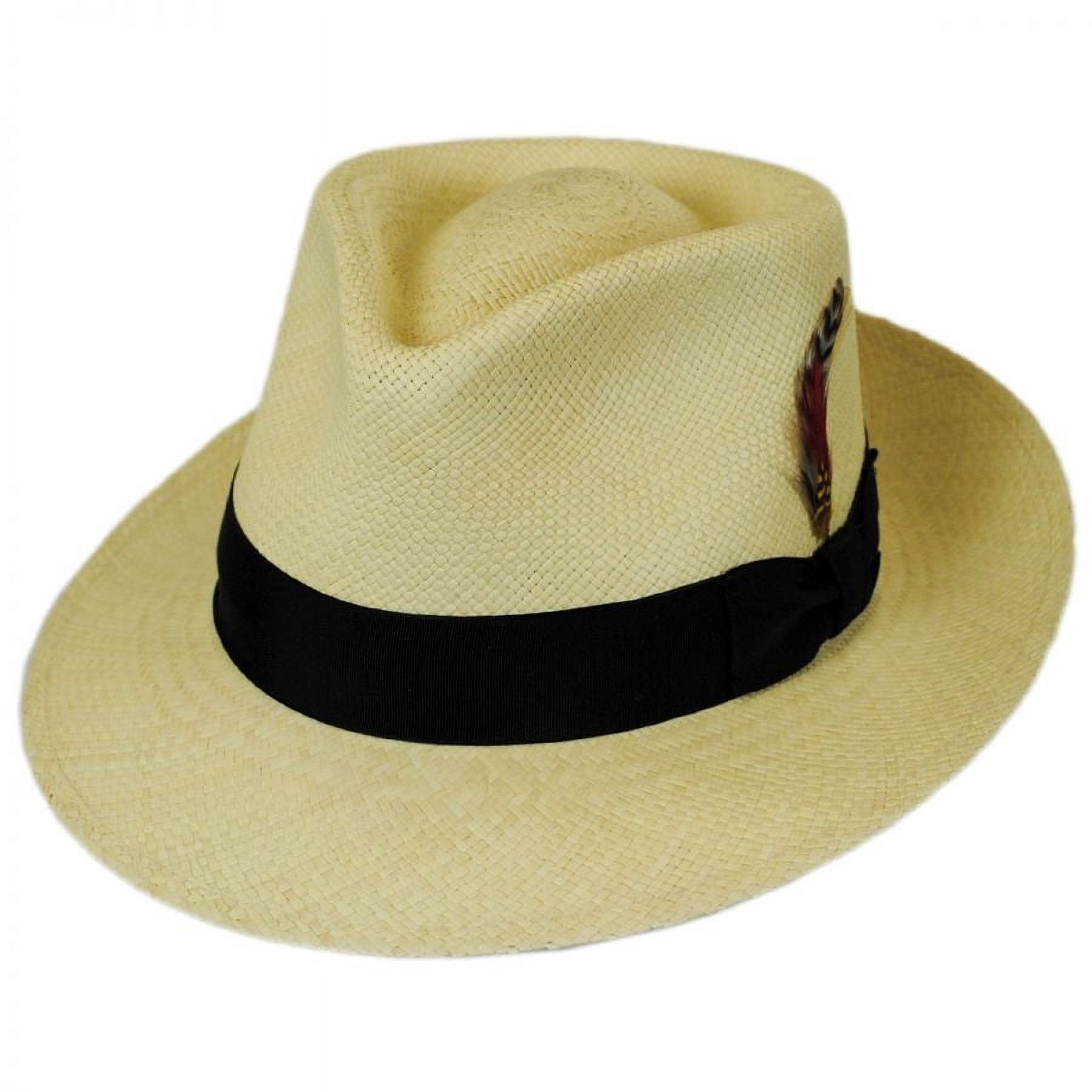 Stain Repellent Panama Straw C-Crown Fedora Hat - XXL - Natural - image 1 of 4