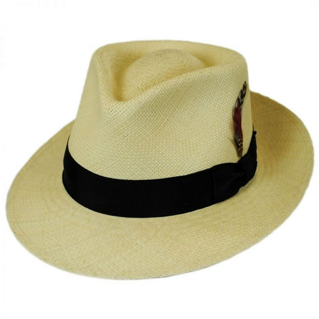 Stain Repellent Panama Straw C-Crown Fedora Hat - XXL - Natural