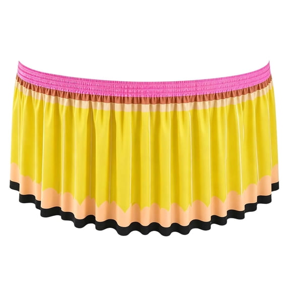 Stain Resistant Fitted Pencil Table Skirt Fabric Cover, Protective Decor Cloth For Daily Dining And Office Workspace