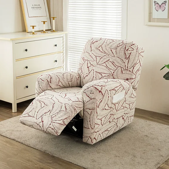Stain Resistant Stretch Recliner Cover - Non Slip, Artistic Leaf Design, Fits Lazy Boy & Most Recliners
