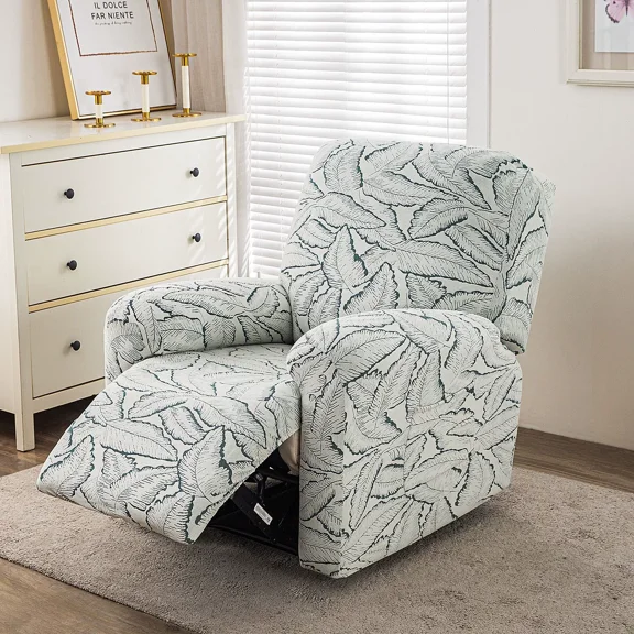 Stain Resistant Stretch Recliner Cover - Non Slip, Artistic Leaf Design, Fits Lazy Boy & Most Recliners
