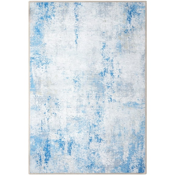 Stain-Resistant Washable Area Rug,Non-Slip Rubber Backing & Low-Pile,Printed Design,Spill-Proof Easy-Clean Carpet for Living Room,Bedroom,Kitchen,8 X 10