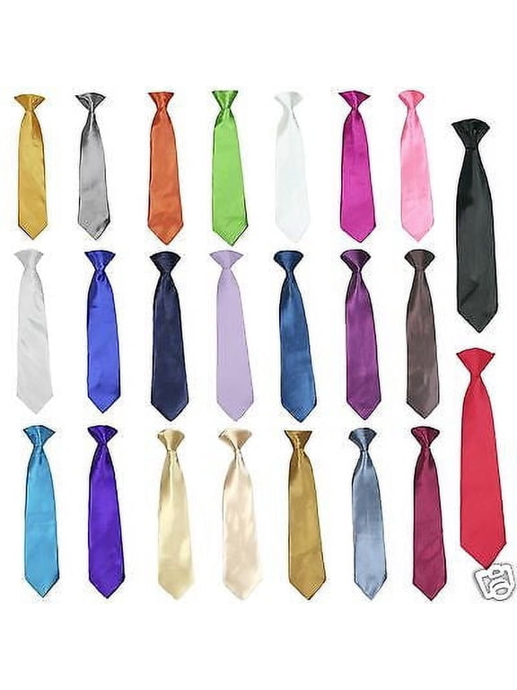Stain Solid 23 Color Clip on Long tie Necktie for Boys Formal Tuxedo Suits S-20